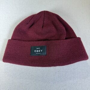 Obey Beanie Knit Double Logo Cuff Propaganda Red - Snow Or Street